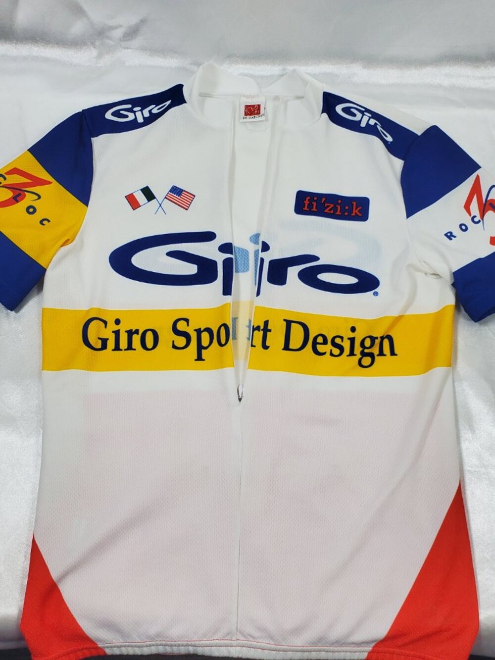 Giro Sport Design Cycling Jersey Made in Italy Short Sleeve Full Zip White Blue - Picture 5 of 7
